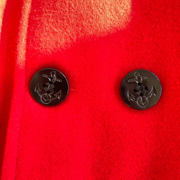 VTG Womens Johnson Woolen Mills WOOL Red Peacoat Jacket Sz L Blk Quilted Lining - Picture 6 of 13